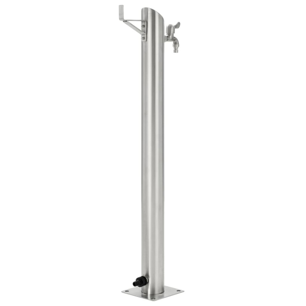 Produktbild för Vattenpost för trädgården 95 cm rostfritt stål rund