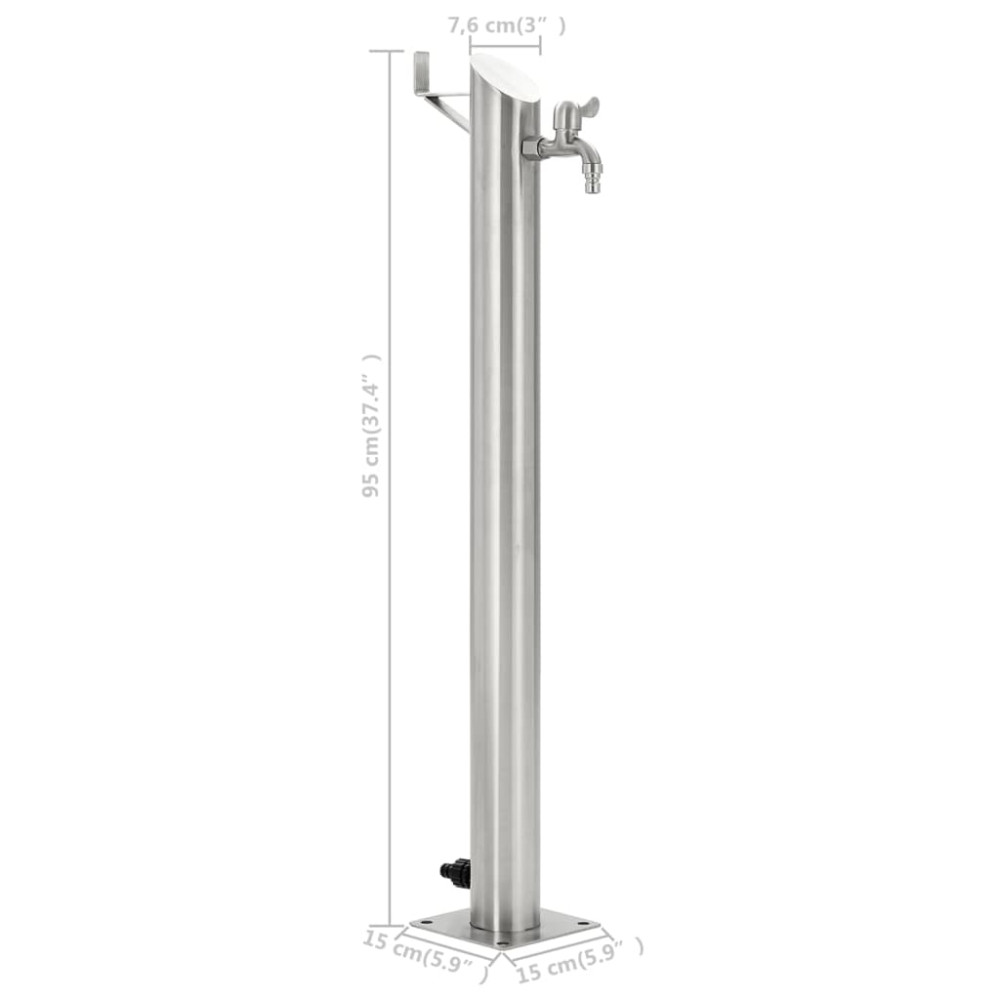 Produktbild för Vattenpost för trädgården 95 cm rostfritt stål rund