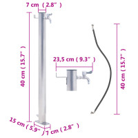 Produktbild för Vattenpost 40 cm rostfritt stål rund