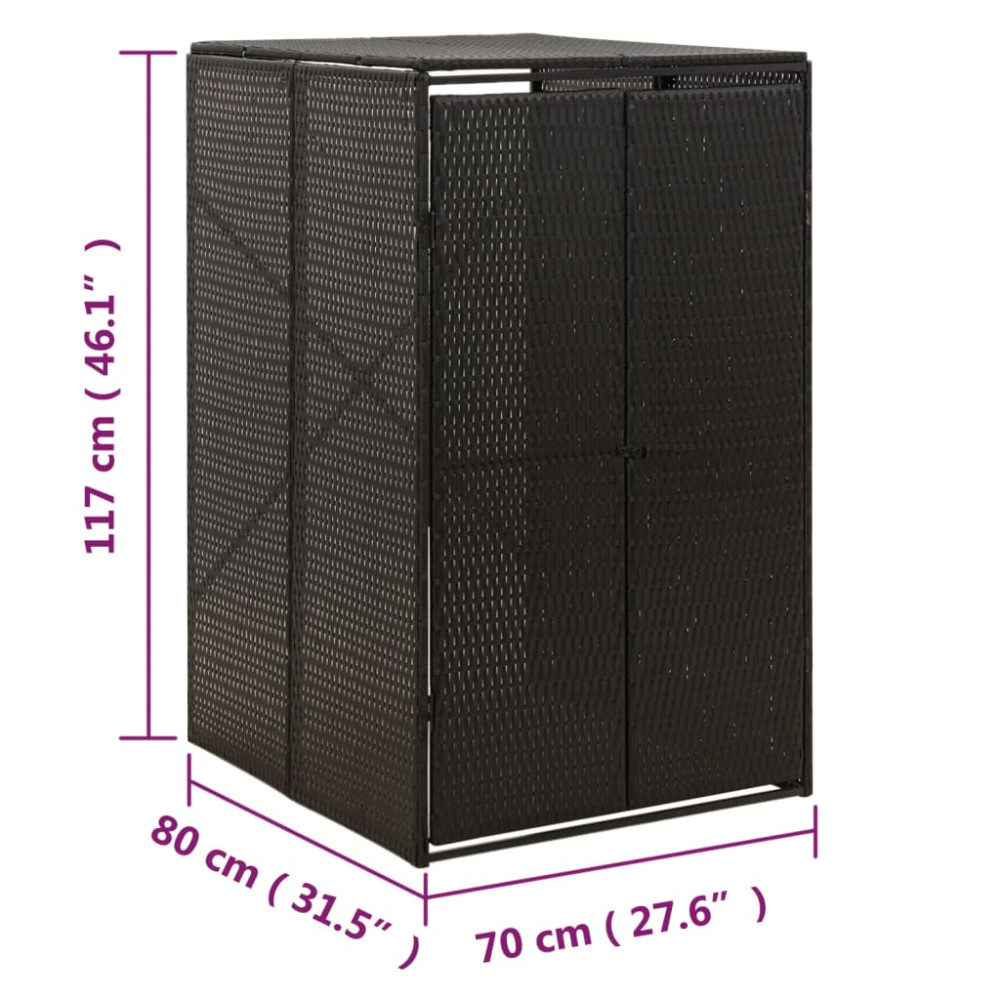 Produktbild för Skjul för soptunna svart 70x80x117 cm konstrotting