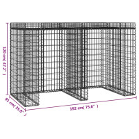 Produktbild för Gabionvägg för soptunna 192x91x120 cm galvaniserat järn