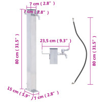 Produktbild för Vattenpost 80 cm rostfritt stål fyrkantig