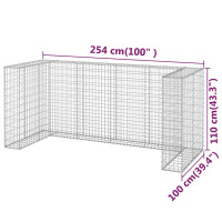 Produktbild för Gabionmur för soptunnor galvaniserat stål 254x100x110 cm