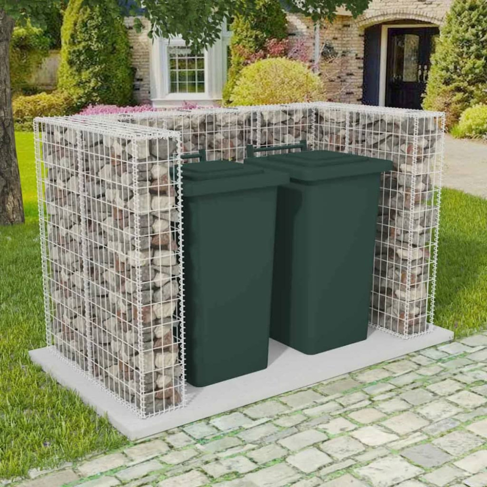Produktbild för Gabionkorg med skydd för 2 soptunnor stål 180x100x120 cm