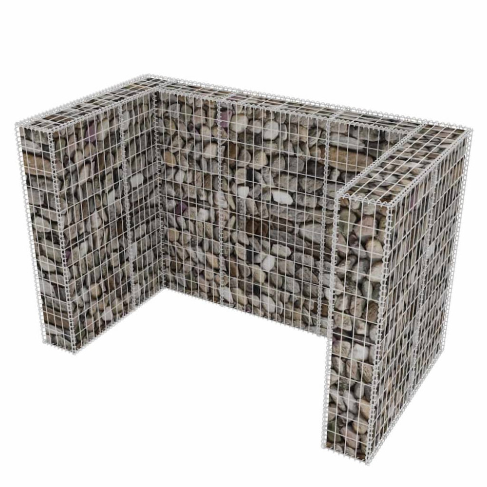 Produktbild för Gabionkorg med skydd för 2 soptunnor stål 180x100x120 cm