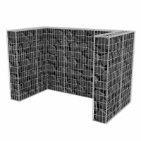 Produktbild för Gabionkorg med skydd för 2 soptunnor stål 180x100x120 cm
