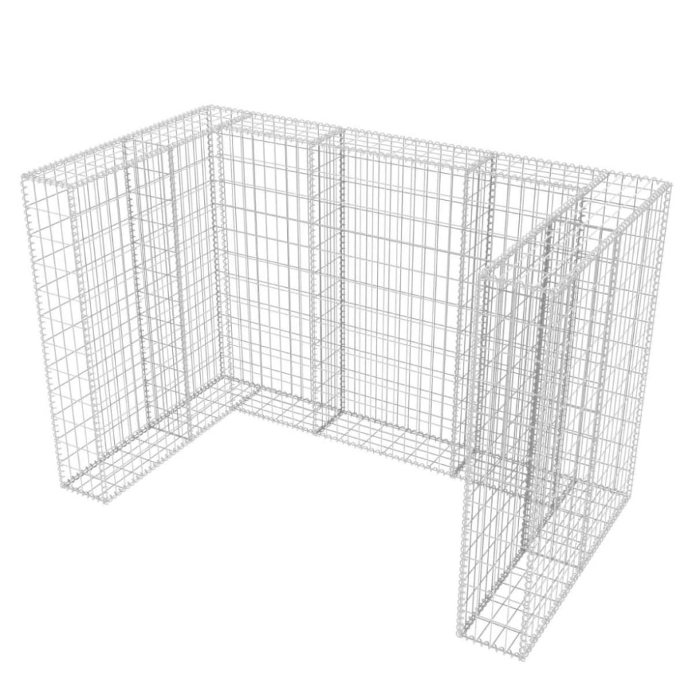 Produktbild för Gabionkorg med skydd för 2 soptunnor stål 180x100x120 cm
