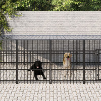 Produktbild för Hundgård för utomhusbruk med tak stål 9,38 m²