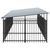 Produktbild för Hundgård för utomhusbruk med tak stål 9,38 m²