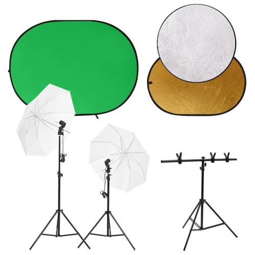 vidaXL Fotostudio med lampor, bakgrund och reflexskärm