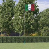 Produktbild för Italiens flagga och flaggstång 6,23 m aluminium