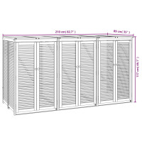 Produktbild för Tredubbelt skjul för sopkärl 210x89x117 cm massivt akaciaträ