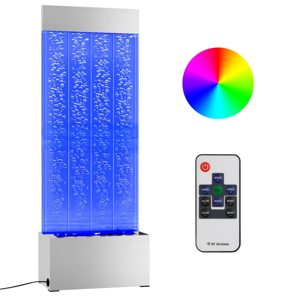 Produktbild för Bubbelpelare med RGB LED rostfritt stål och akryl 110 cm