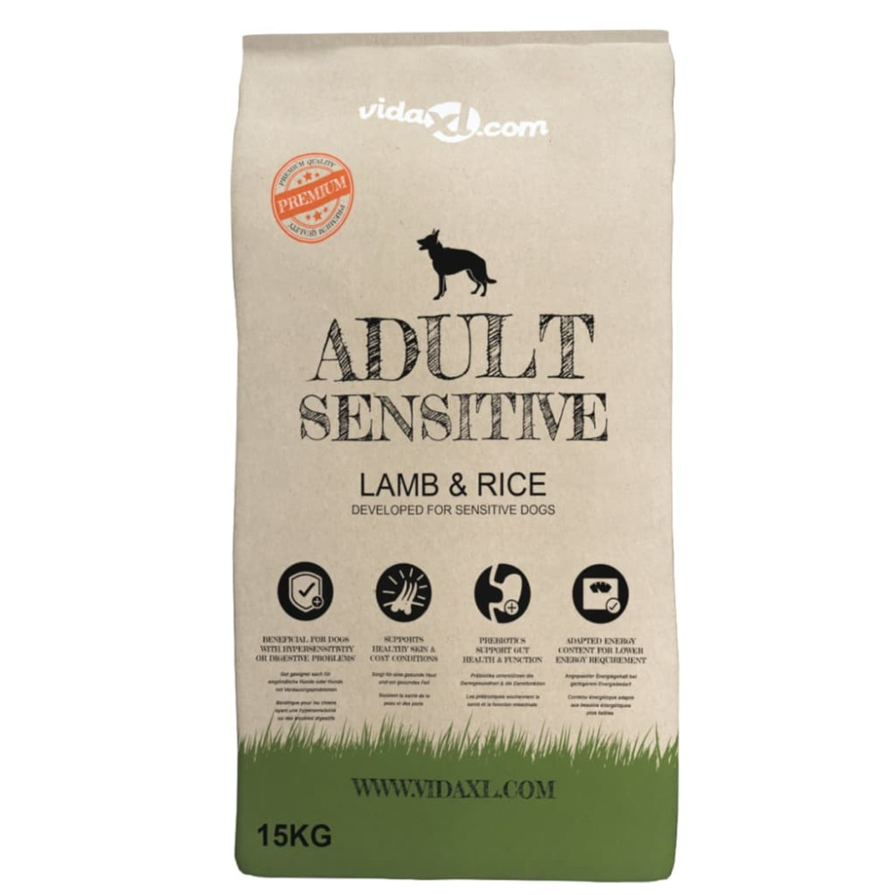 Produktbild för Premium Hundmat torr Adult Sensitive Lamb & Rice 2 st 30 kg