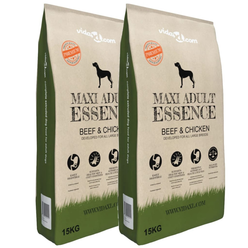 Produktbild för Premium Hundmat torr Maxi Adult Essence Beef&Chicken 2 st 30 kg