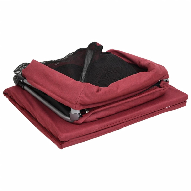 Produktbild för Lekhage med madrass röd linnetyg