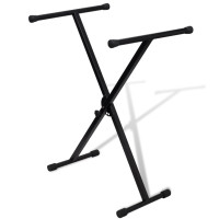 Produktbild för Keyboardstativ svart vikbart justerbart 60kg