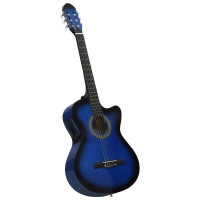 Produktbild för Westerngitarr med cutaway EQ och 6 strängar blå