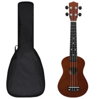 Produktbild för Ukulele med väska för barn sopran mörkt trä 23"