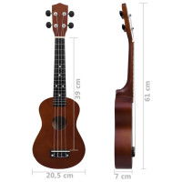 Produktbild för Ukulele med väska för barn sopran mörkt trä 23"