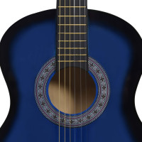 Produktbild för Gitarr för barn och nybörjare 8 delar klassisk blå 3/4 36"