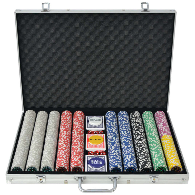 Produktbild för Pokerset med 1000 laser-marker aluminium