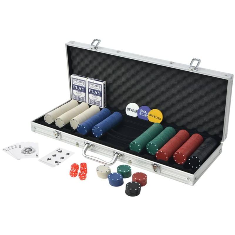 Produktbild för Pokerset med 500 marker aluminium
