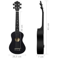 Produktbild för Sopranukulele med väska för barn sopran svart 23"