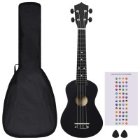 Produktbild för Sopranukulele med väska för barn sopran svart 23"