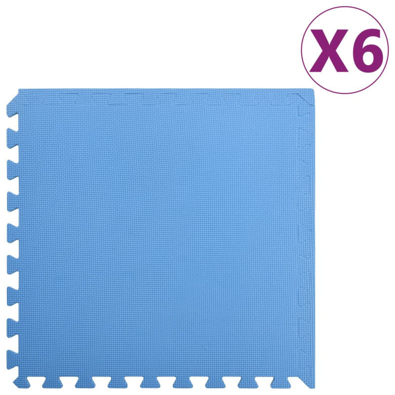 Produktbild för Skyddsmatta 6 st 2,16 ㎡ EVA-skum blå