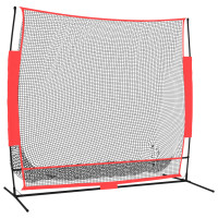 Produktbild för Portabelt baseballnät svart och röd 215x107x216 cm polyester