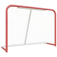 Produktbild för Hockeymål med nät röd & vit 153x60x118 cm stål & polyester