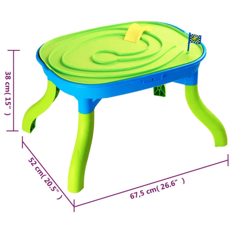 Produktbild för 3-i-1 Sand- och vattenbord 67,5x52x38 cm polypropen