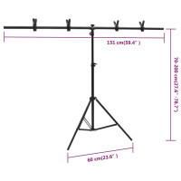 Produktbild för T-stativ svart 151x60x(70-200) cm