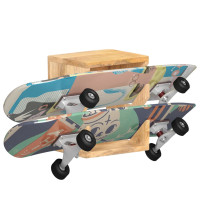 Miniatyr av produktbild för Väggmonterad skateboardhållare 25x20x30 cm massivt mangoträ