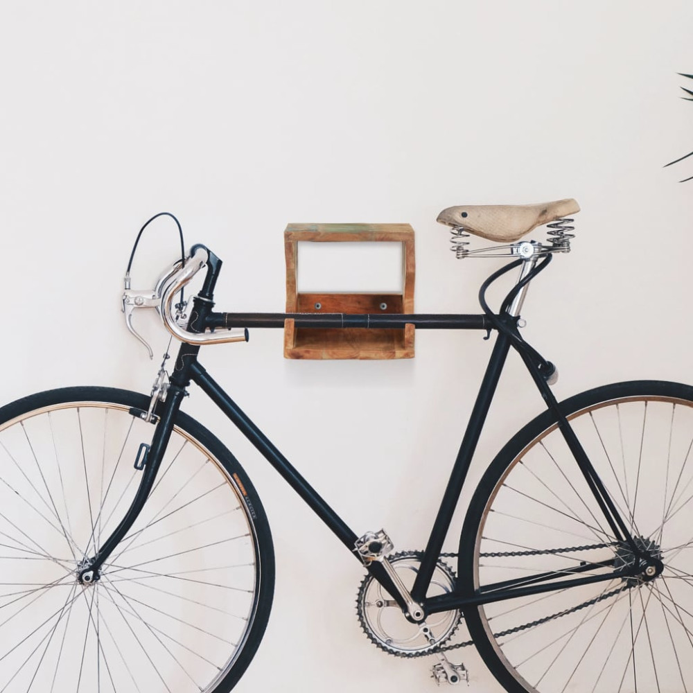 Produktbild för Väggmonterad cykelhållare 35x25x25 cm massivt återvunnet trä
