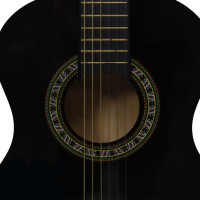 Produktbild för Gitarr för nybörjare och barn med fodral klassisk svart 1/2 34"