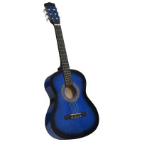 Produktbild för Gitarr för nybörjare med fodral klassisk blå 3/4 36"