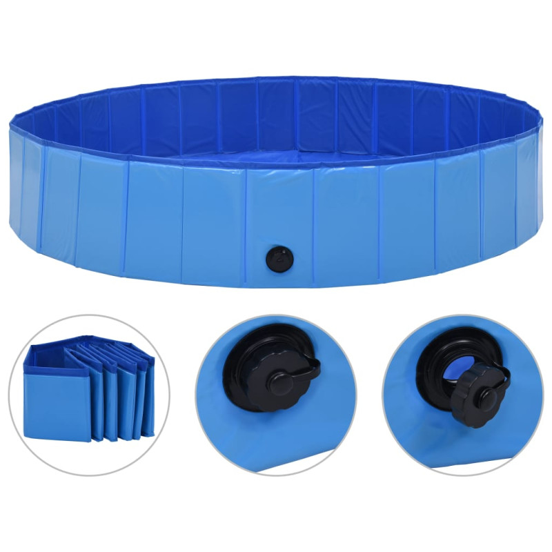 Produktbild för Hopfällbar hundpool blå 160x30 cm PVC