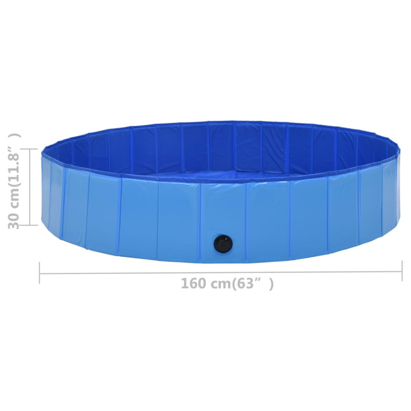 Produktbild för Hopfällbar hundpool blå 160x30 cm PVC