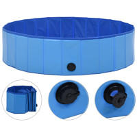 Miniatyr av produktbild för Hopfällbar hundpool blå 120x30 cm PVC