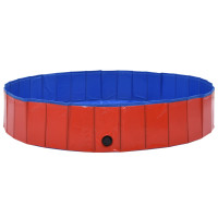 Produktbild för Hopfällbar hundpool röd 160x30 cm PVC