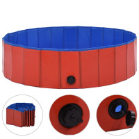 Produktbild för Hopfällbar hundpool röd 120x30 cm PVC