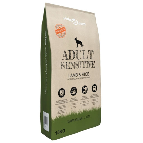 vidaXL Premium Hundmat torr Adult Sensitive Lamb & Rice 15 kg