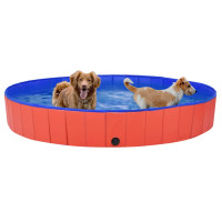 Produktbild för Hopfällbar hundpool röd 200x30 cm PVC