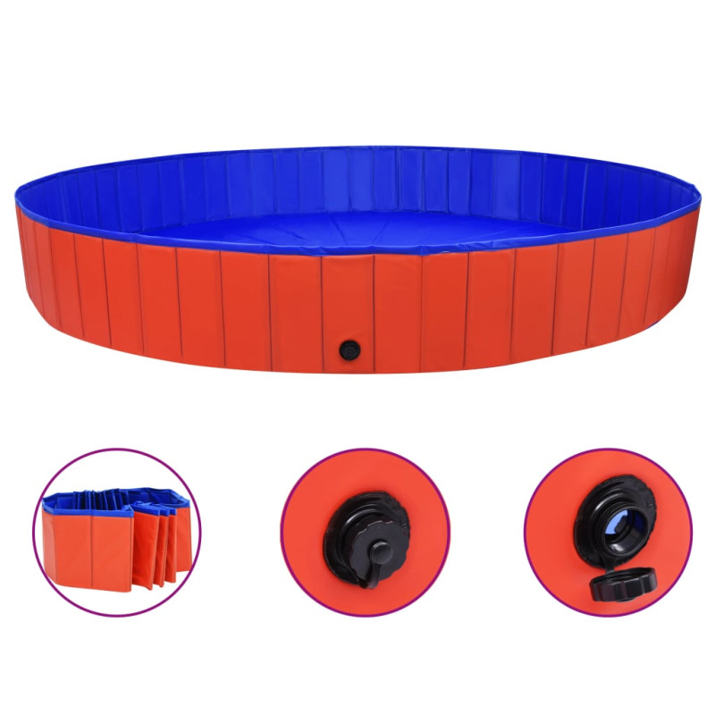 Produktbild för Hopfällbar hundpool röd 300x40 cm PVC