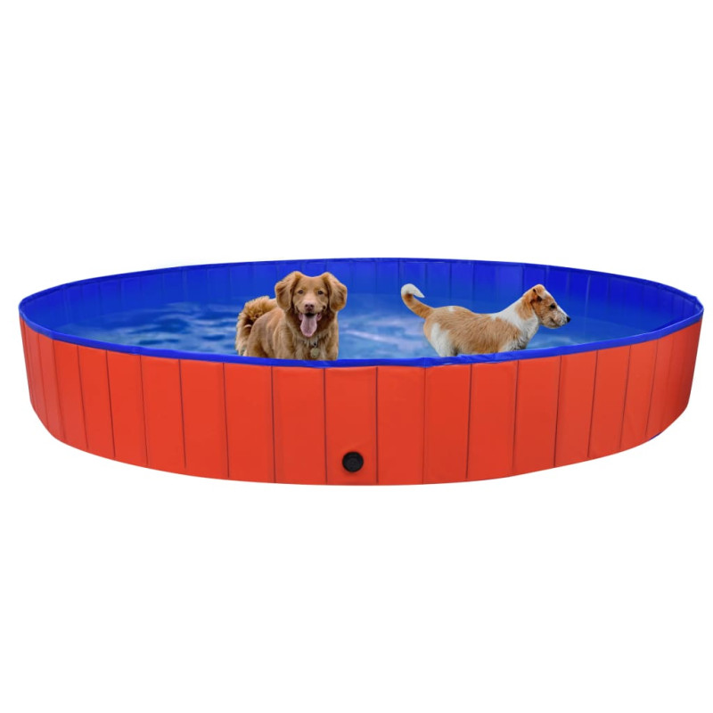 Produktbild för Hopfällbar hundpool röd 300x40 cm PVC