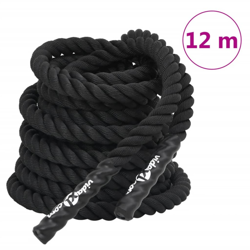 Produktbild för Battle rope svart 12 m 9 kg polyester