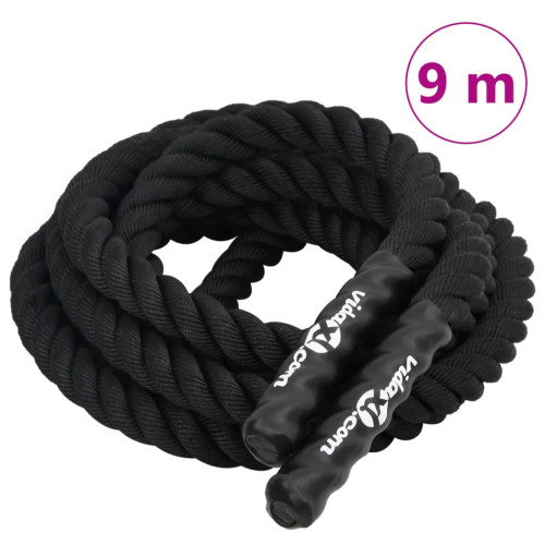 vidaXL Battle rope svart 9 m 6,8 kg polyester