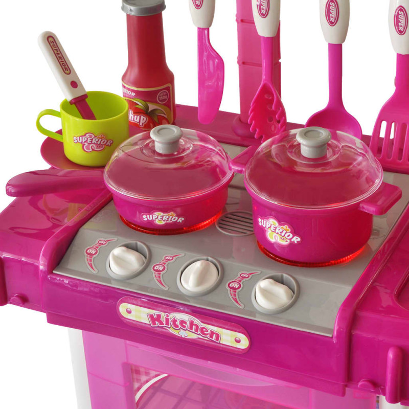 Produktbild för Leksakskök för barn med ljus- och ljudeffekter rosa